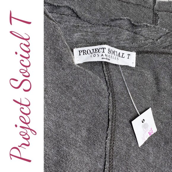 NWT PROJECT SOCIAL T DEBBIE V-NECK PLUNGE RAW EDGE RELAXED TEE, MEDIUM - Picture 6 of 13